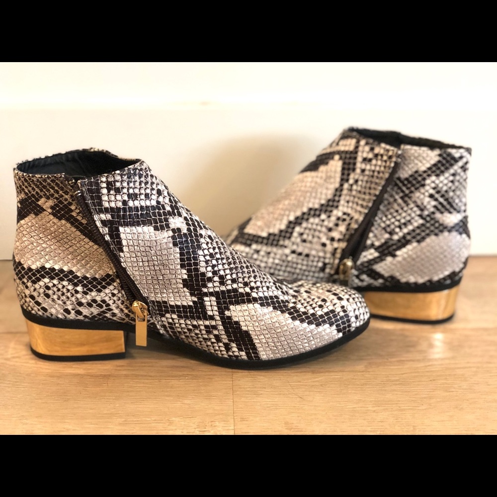 Snakeskin booties